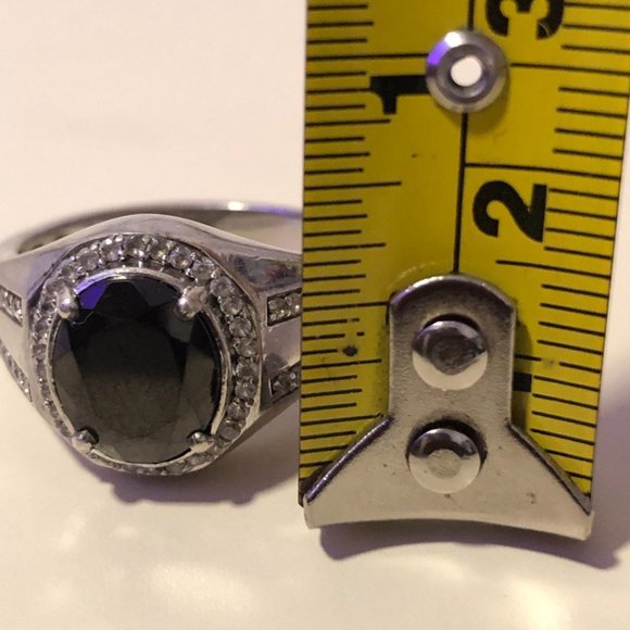 Unizex  silver ring with shangite and CZ, size 12 - Picture 5 of 5